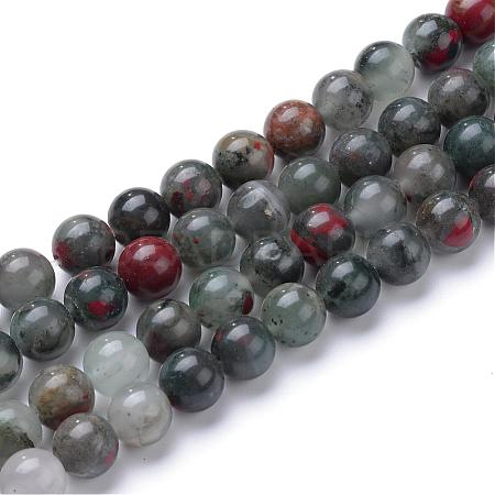Natural African Bloodstone Beads Strands G-R345-8mm-50-1
