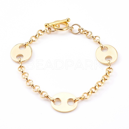 (Jewelry Parties Factory Sale)Brass Rolo Chains & Coffee Bean Chain Bracelets BJEW-JB06017-1
