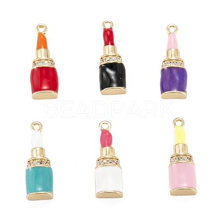 Brass Micro Pave Clear Cubic Zirconia Pendants KK-K255-16G-1