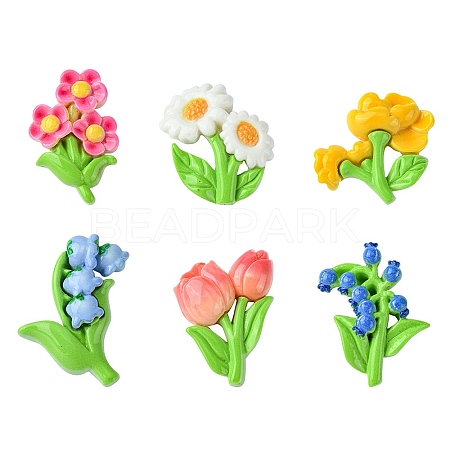 12Pcs 6 Styles Opaque Resin Decoden Cabochons RESI-FS0001-68-1