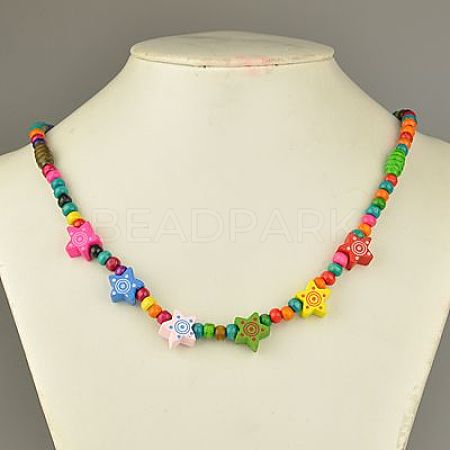 Wood Necklaces for Kids NJEW-JN00312-12-1