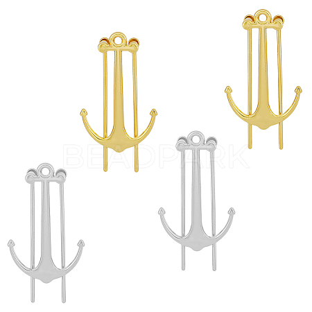 HOBBIESAY 4Pcs 2 Colors Alloy Anchor Bookmark Findings FIND-HY0002-38-1