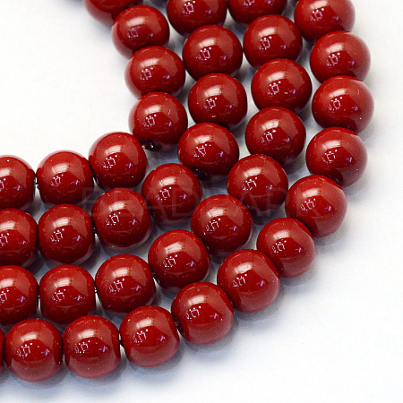 Baking Paint Glass Pearl Round Bead Strands HY-Q003-10mm-35-1