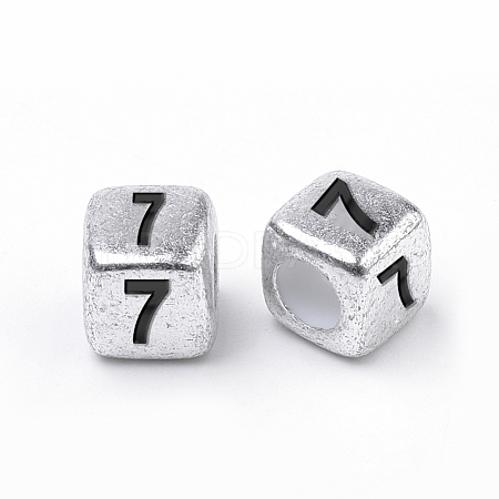 Antique Silver Plated Acrylic Beads PB43C9308-7-1