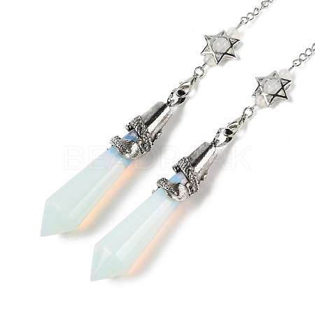 Opalite Cone Dowsing Pendulum Big Pointed Pendants AJEW-Z041-01A-AS-1