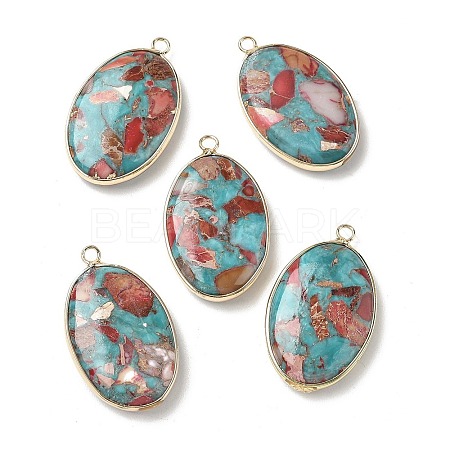 Dyed Synthetic Imperial Jasper Pendants G-D337-03G-G-1