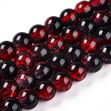 Transparent Crackle Glass Bead Strands GLAA-T025-8mm-02G-1