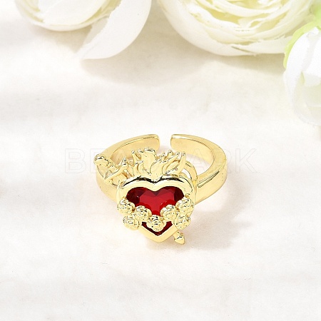 Glass Cuff Open Rings RJEW-P178-01A-G-1