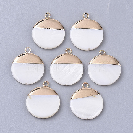 Electroplate Freshwater Shell Pendants SHEL-S276-61B-1