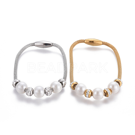304 Stainless Steel Mesh Chain Bracelets BJEW-O173-02-1