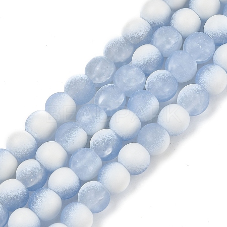 Frosted Crackle Glass Beads Strands GLAA-U001-6mm-M14-1