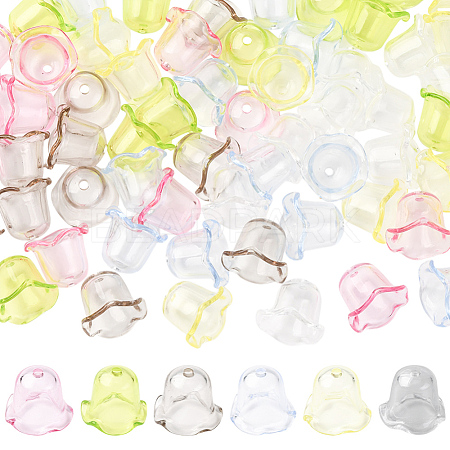 120Pcs 6 Colors Transparent Acrylic Bead Caps TACR-SC0001-51-1