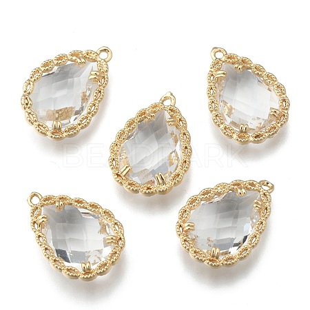 Transparent Glass Pendants GLAA-T007-08G-1