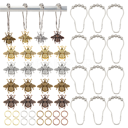 AHADEMAKER DIY Bathroom Bees Shower Curtain Rings Kit DIY-GA0003-88-1