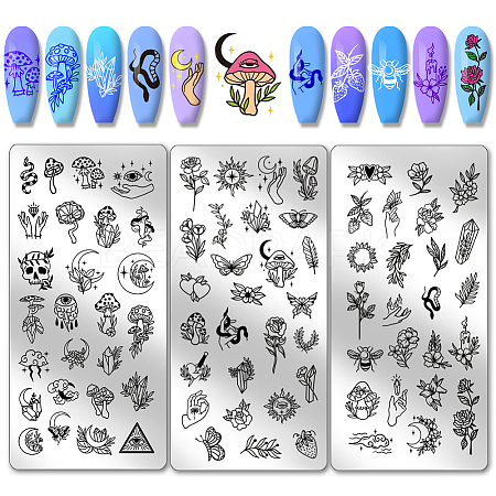 Stainless Steel DIY Nail Art Templates MRMJ-WH0092-056-1