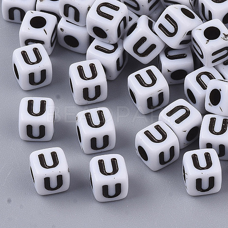 White Opaque Acrylic Beads X-MACR-R869-02U-1