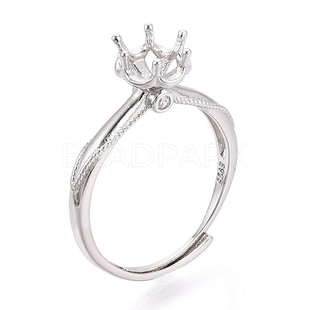 Rhodium Plated 925 Sterling Silver Micro Pave Cubic Zirconia Engagement Solitaire Ring Settings STER-T008-19P-1