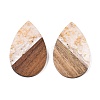 Transparent Resin & Walnut Wood Big Pendants RESI-T058-05N-2