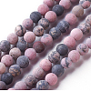 Frosted Natural Rhodonite Round Bead Strands G-E487-12-8mm-1