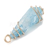 Electroplated Natural Quartz Crystal Dyed Copper Wire Wrapped Pendants PALLOY-JF02326-03-4