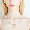 ANATTASOUL ABS Plastic Pearl Heart Pendant Necklace with Beaded Chains & Dangle Stud Earrings SJEW-AN0001-18-5