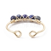 Copper Wire Wrapped Natural Lapis Lazuli Open Ring RJEW-JR00630-03-4