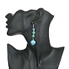 Stripe Resin & Glass Round Bead Dangle Earrings for Women EJEW-JE05301-3