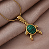 Ocean 310 Stainless Steel Green Enamel Turtle Pendant Necklaces for Women QG8556-1