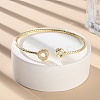 Clear Cubic Zirconia Open Cuff Bangle BJEW-G737-01G-02-2