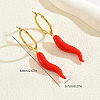 Vintage Stainless Steel Red Chili Hoop Earrings FZ6650-4