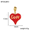 Heart with Word Love Charms 304 Stainless Steel Enamel Pendants STAS-OY004-10G-2