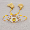 Bohemian Style Evil Eye Glass Seed Beaded Link Bracelets AD1534-5-1