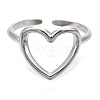 Non-Tarnish 304 Stainless Steel Hollow Heart Cuff Rings RJEW-N038-122P-3