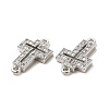 Brass Micro Pave Clear Cubic Zirconia Connector Charms KK-E068-VB329-3