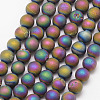 Electroplated Natural Agate Bead Strands G-F343-09-6mm-08-1