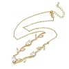 Brass Pave Cubic Zirconia Rose Flower Link Cable Chain Necklaces for Women NJEW-C121-05A-02G-4