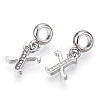 Platinum Rack Plating Alloy Rhinestone European Dangle Charms PALLOY-T048-36P-X-2