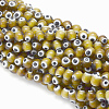 Handmade Evil Eye Lampwork Round Bead Strands LAMP-L055-8mm-02-1