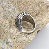 304 Stainless Steel with Natural Black Agate Finger Rings FS-WG67565-05-2