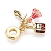 Brass Micro Pave Clear Cubic Zirconia and Enamel European Dangle Charms KK-T079-74G-2