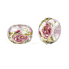 Flower Printed Transparent Acrylic Rondelle Beads TACR-S160-01-D03-3