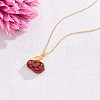 Red Dyed Natural White Jade & Cubic Zirconia Bunny Pendant Necklace JN1072A-3