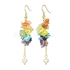 Natural & Synthetic Mixed Gemstone Chips & Shell Pearl Dangle Earrings EJEW-TA00274-1