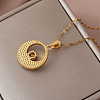Vintage 304 Stainless Steel Resin Moon Pendant Necklaces with Clear Glass for Women LS-IK8705-5