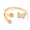 Butterfly  Brass with Shell Open Cuff Ring Component KK-E055-03G-02-2