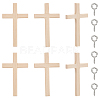 6Pcs Wooden Cross Wall Decoration AJEW-GO0002-23B-1