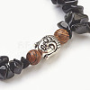 Natural Obsidian and Wood Beads Stretch Bracelets BJEW-JB03859-07-2