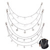 4Pcs 4 Styles Brass & 304 Stainless Steel Double Layer Chains for Jeans Pants with Alloy Star Charms AJEW-GO00009-1