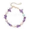 Natural Amethyst Chip Beaded Bracelets for Women BJEW-JB12309-03-2