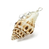 Natural Scallop Shell & Round Shell Pearl Pendants PALLOY-TA00197-01-4